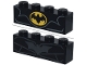 Lego part: Brick 1 x 4 with Bat on Yellow Oval Batman Logo / Silver with Contour Lines Pattern (BrickHeadz Batman (1989 / The Dark Knight Triology) Chest)