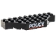 Part No: 30181pb01  Name: Brick, Modified 4 x 10 with Cut Corners with White 'POLICE' and Red Line Pattern