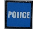Part No: 30258pb026  Name: Road Sign 2 x 2 Square with Clip with White 'POLICE' on Blue Background Pattern (Sticker) - Set 7498