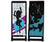 Part No: 30292pb024  Name: Flag 7 x 3 with Bar Handle with Medium Azure Smoke, Stars and Gold Stripes / Black Female Dancer Silhouette Type 4 Pattern (Stickers) - Set 41105