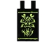 Part No: 30350bpb198  Name: Tile, Modified 2 x 3 with 2 Open O Clips with Yellowish Green Ninjago Dragon Head and Stripes Pattern (Sticker) - Set 71785