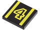 Lot ID: 202589945  Part No: 3068pb0010  Name: Tile 2 x 2 with Number  4 Yellow Outline and Stripes Pattern