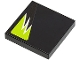 Part No: 3068pb0300R  Name: Tile 2 x 2 with Black and Lime Flames Pattern Model Right Side (Sticker) - Set 8119