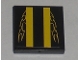 Part No: 3068pb0304  Name: Tile 2 x 2 with Yellow Stripes and Flames Pattern (Sticker) - Set 8196