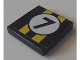 Part No: 3068pb0672  Name: Tile 2 x 2 with Yellow Stripes and Black Number 7 on White Circle Pattern (Sticker) - Set 8154