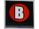 Part No: 3068pb0760  Name: Tile 2 x 2 with White Capital Letter B on Red Circle Pattern (Sticker) - Set 76005