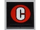 Part No: 3068pb0761  Name: Tile 2 x 2 with White Capital Letter C on Red Circle Pattern (Sticker) - Set 76005