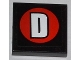 Part No: 3068pb0762  Name: Tile 2 x 2 with White Capital Letter D on Red Circle Pattern (Sticker) - Set 76005