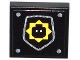 Lot ID: 144858394  Part No: 3068pb0838  Name: Tile 2 x 2 with Minifigure Head Badge and 4 Silver Rivets Pattern (Sticker) - Set 70808