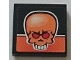 Part No: 3068pb0863  Name: Tile 2 x 2 with Orange Skull with Red Eyes and White Teeth on Black and Orange Background Pattern (Sticker) - Set 8164