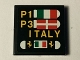 Part No: 3068pb0897  Name: Tile 2 x 2 with Pit Board with Italian and Danish Flags, 'P1', 'P3', 'ITALY' and Ferrari Logos Pattern (Sticker) - Set 40194