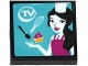 Part No: 3068pb0982  Name: Tile 2 x 2 with 'TV' , Spoon, Whisk, Cupcake and Female Chef on Screen Pattern (Sticker) - Set 41135