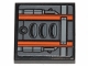 Part No: 3068pb1217  Name: Tile 2 x 2 with Orange Stripes, Air Intakes and Pipes with Dark Bluish Gray Stripes Pattern (Sticker) - Set 75259