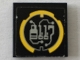 Part No: 3068pb1333  Name: Tile 2 x 2 with Yellow Circle and Stylized Silver '8117' Circuitry Pattern (Sticker) - Set 8117