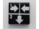 Lot ID: 387552600  Part No: 3068pb1464  Name: Tile 2 x 2 with White Number 1, Number 2, Crossed Lines, and Arrows Right, Left, Down Pattern (Sticker) - Set 8094