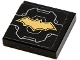 Part No: 3068pb1937  Name: Tile 2 x 2 with Gold Batman Logo and Light Bluish Gray Lines Pattern (Sticker) - Set 76097