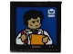 Part No: 3068pb2024  Name: Tile 2 x 2 with TV Screen with Minifigure Holding Red Pen and Yellow Notepad Pattern (Sticker) - Set 10292