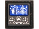 Part No: 3068pb2105  Name: Tile 2 x 2 with Control Panel with Flames and Building on Blue Screen, White Arrows and Joysticks Pattern (Sticker) - Set 60216