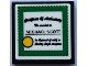 Part No: 3068pb2233  Name: Tile 2 x 2 with Black 'Certificate of Authenticity', 'MICHAEL SCOTT', Yellow Circle and Green Border Pattern (Sticker) - Set 21336