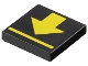 Lego part: Tile 2 x 2 with Yellow Arrow and Line Pattern