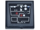 Part No: 3068pb2723  Name: Tile 2 x 2 with Control Panel, White Angled Lines, Silver and Red Lights and Buttons, 1 Blue Square, Dark Bluish Gray Circle Pattern (Sticker) - Set 75419