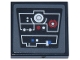 Part No: 3068pb2724  Name: Tile 2 x 2 with Control Panel, White Angled Lines, Silver and Red Circle Lights and Buttons, 2 Blue Squares Pattern (Sticker) - Set 75419