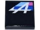 Part No: 3068pb2739L  Name: Tile 2 x 2 with White, Blue, Bright Light Blue and Dark Pink Letter A Alpine Logo Pattern Model Left Side (Sticker) - Set 77248