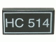 Lot ID: 48192387  Part No: 3069pa1  Name: Tile 1 x 2 with White 'HC 514' Text Pattern