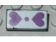 Part No: 3069pb0101  Name: Tile 1 x 2 with Purple Hearts and Dot on White Background Pattern