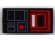 Part No: 3069pb0641  Name: Tile 1 x 2 with Red and Gray Video Recorder Pattern