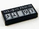 Part No: 3069pb0818  Name: Tile 1 x 2 with Light Bluish Gray 'AZKABAN PRISON' and Squares, Black Runes and '93' Pattern
