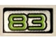 Part No: 3069pb0925  Name: Tile 1 x 2 with Lime Number 83 on Silver Background Pattern (Sticker) - Set 8307