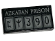 Lot ID: 339062080  Part No: 3069pb1091  Name: Tile 1 x 2 with Light Bluish Gray 'AZKABAN PRISON' and Squares with Runes and '390' Pattern
