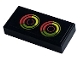 Part No: 3069pb1140  Name: Tile 1 x 2 with Coral, Lime and Neon Yellow Circles Pattern (Sticker) - Set 41755