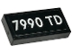 Part No: 3069pb1225  Name: Tile 1 x 2 with White '7990 TD' Font Type 2 Pattern (Sticker) - Set 76424