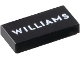 Part No: 3069pb1365  Name: Tile 1 x 2 with White 'WILLIAMS' Pattern