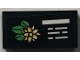 Part No: 3069pb1384  Name: Tile 1 x 2 with Plant Information Sign with White Lines, Bright Light Orange and Green Plumeria Flower Pattern (Sticker) - Set 41757