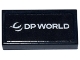 Part No: 3069pb1435  Name: Tile 1 x 2 with White 'DP WORLD' Logo Pattern (Sticker) - Set 77251