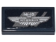 Part No: 3069pb1440  Name: Tile 1 x 2 with Dark Bluish Gray and White Aston Martin Wings Logo and '14-10'  Pattern (Sticker) - Set 76925