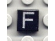 Part No: 3070pb014  Name: Tile 1 x 1 with Silver Capital Letter F Pattern