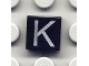 Part No: 3070pb019  Name: Tile 1 x 1 with Silver Capital Letter K Pattern