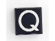 Part No: 3070pb025b  Name: Tile 1 x 1 with Silver Capital Letter Q Pattern - Larger Font and Parallelogram Line