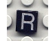 Lot ID: 272355763  Part No: 3070pb026  Name: Tile 1 x 1 with Silver Capital Letter R Pattern