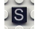 Lot ID: 360774051  Part No: 3070pb027  Name: Tile 1 x 1 with Silver Capital Letter S Pattern