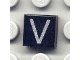 Part No: 3070pb030  Name: Tile 1 x 1 with Silver Capital Letter V Pattern
