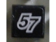 Lot ID: 325549295  Part No: 3070pb049  Name: Tile 1 x 1 with Number 57 Pattern (Sticker) - Set 8643