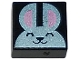 Lot ID: 389619153  Part No: 3070pb273  Name: Tile 1 x 1 with Metallic Light Blue Bunny Rabbit Head with Metallic Pink Ears Pattern
