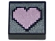 Lot ID: 389619155  Part No: 3070pb277  Name: Tile 1 x 1 with Pixelated Metallic Pink Heart on Dark Silver Background Pattern