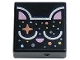 Lot ID: 389619143  Part No: 3070pb280  Name: Tile 1 x 1 with Cat Head with Metallic Pink Ears and Nose, Silver Eyelids, Copper Sparkle, and Dots Pattern