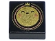 Part No: 3070pb285  Name: Tile 1 x 1 with Gold Circle Sun with Face, Outlines, Crown, and Copper Cheeks Pattern